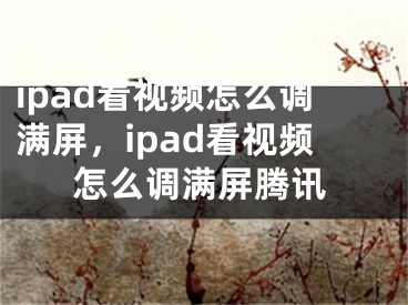 ipad看视频怎么调满屏，ipad看视频怎么调满屏腾讯