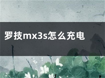 罗技mx3s怎么充电 