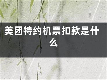 美团特约机票扣款是什么