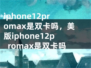 iphone12promax是双卡吗，美版iphone12promax是双卡吗