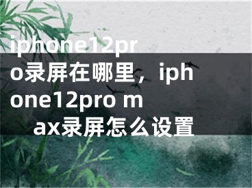 iphone12pro录屏在哪里，iphone12pro max录屏怎么设置