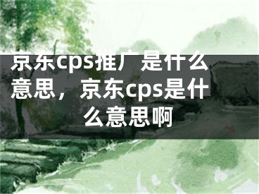 京东cps推广是什么意思，京东cps是什么意思啊