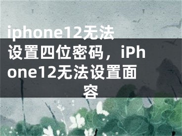 iphone12无法设置四位密码，iPhone12无法设置面容