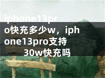 iphone13pro快充多少w，iphone13pro支持30w快充吗