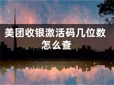 美团收银激活码几位数怎么查