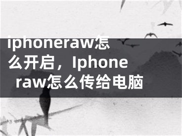 iphoneraw怎么开启，Iphoneraw怎么传给电脑