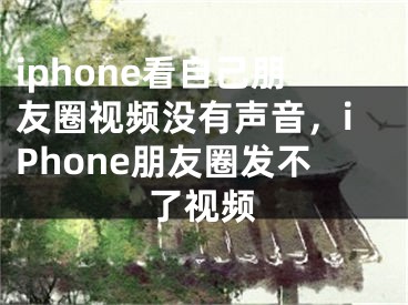 iphone看自己朋友圈视频没有声音，iPhone朋友圈发不了视频