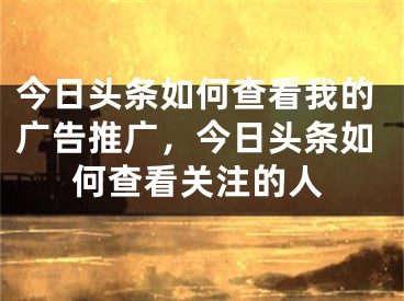 今日头条如何查看我的广告推广，今日头条如何查看关注的人