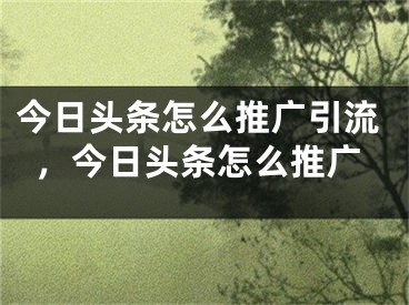 今日头条怎么推广引流，今日头条怎么推广