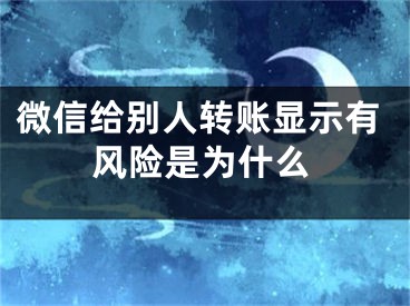 微信给别人转账显示有风险是为什么