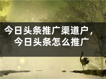 今日头条推广渠道户，今日头条怎么推广