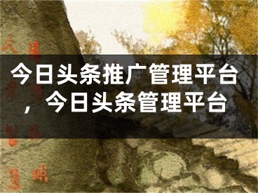 今日头条推广管理平台，今日头条管理平台