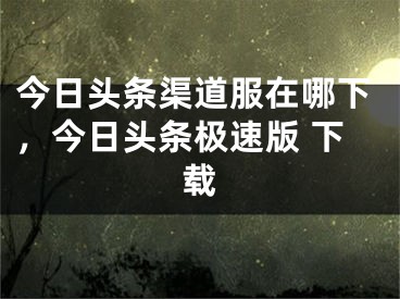 今日头条渠道服在哪下，今日头条极速版 下载