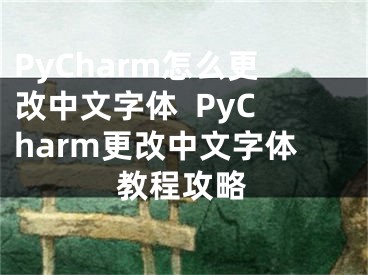 PyCharm怎么更改中文字体  PyCharm更改中文字体教程攻略