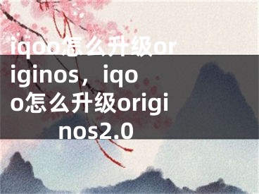 iqoo怎么升级originos，iqoo怎么升级originos2.0