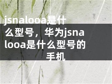jsnalooa是什么型号，华为jsnalooa是什么型号的手机 