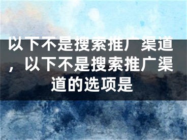 以下不是搜索推广渠道，以下不是搜索推广渠道的选项是