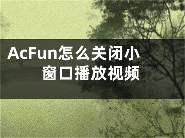 AcFun怎么关闭小窗口播放视频 