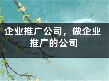 企业推广公司，做企业推广的公司 