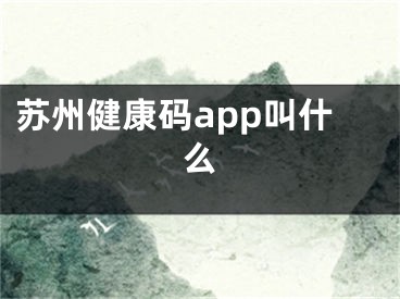 苏州健康码app叫什么