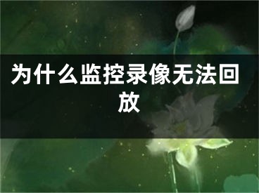 为什么监控录像无法回放