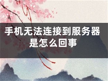 手机无法连接到服务器是怎么回事