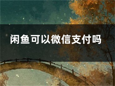 闲鱼可以微信支付吗