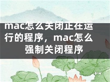 mac怎么关闭正在运行的程序，mac怎么强制关闭程序