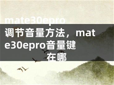 mate30epro调节音量方法，mate30epro音量键在哪
