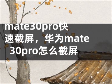 mate30pro快速截屏，华为mate30pro怎么截屏