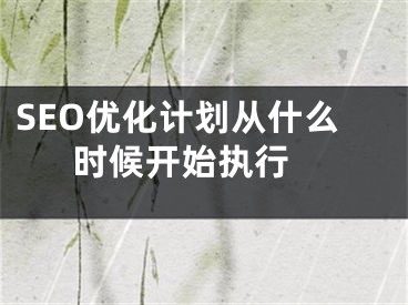 SEO优化计划从什么时候开始执行 