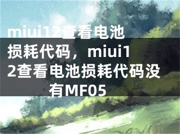 miui12查看电池损耗代码，miui12查看电池损耗代码没有MF05