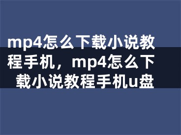 mp4怎么下载小说教程手机，mp4怎么下载小说教程手机u盘