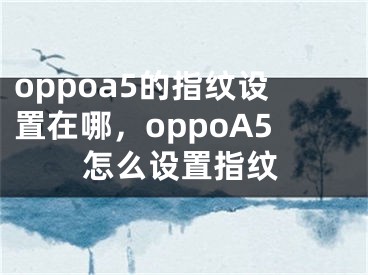oppoa5的指纹设置在哪，oppoA5怎么设置指纹