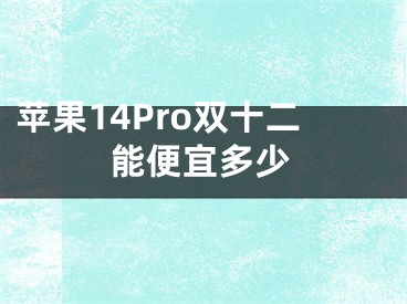 苹果14Pro双十二能便宜多少