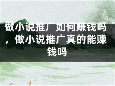 做小说推广如何赚钱吗，做小说推广真的能赚钱吗