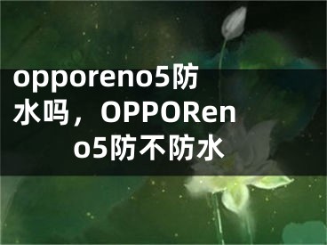 opporeno5防水吗，OPPOReno5防不防水