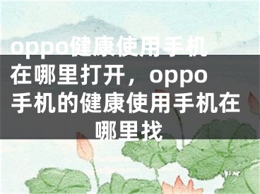 oppo健康使用手机在哪里打开，oppo手机的健康使用手机在哪里找