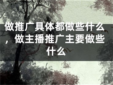 做推广具体都做些什么，做主播推广主要做些什么