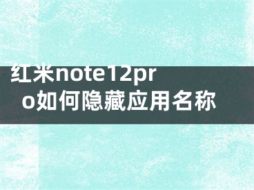 红米note12pro如何隐藏应用名称