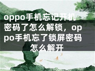 oppo手机忘记开机密码了怎么解锁，oppo手机忘了锁屏密码怎么解开