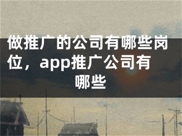 做推广的公司有哪些岗位，app推广公司有哪些