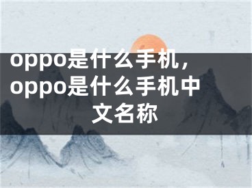 oppo是什么手机，oppo是什么手机中文名称
