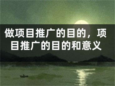 做项目推广的目的，项目推广的目的和意义