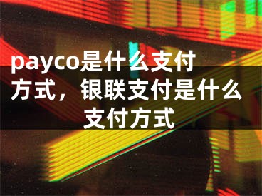 payco是什么支付方式，银联支付是什么支付方式