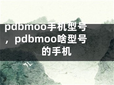 pdbmoo手机型号，pdbmoo啥型号的手机