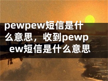 pewpew短信是什么意思，收到pewpew短信是什么意思