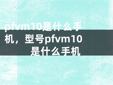 pfvm10是什么手机，型号pfvm10是什么手机