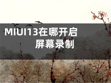 MIUI13在哪开启屏幕录制