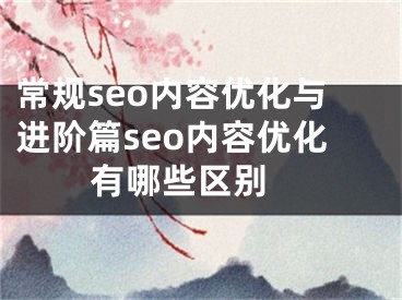 常规seo内容优化与进阶篇seo内容优化有哪些区别 